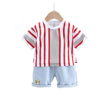 Load image into Gallery viewer, Trevor Striped T-Shirt and Demin Set
