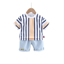 Load image into Gallery viewer, Trevor Striped T-Shirt and Demin Set
